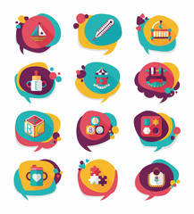 baby bubble speech banner design flat background set, eps10