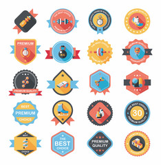 Sport badge flat banner design background set, eps10