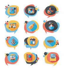 Travel bubble speech banner design flat background set, eps10