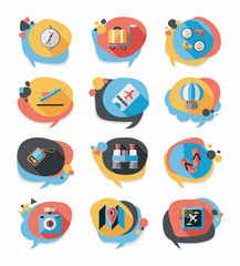Travel bubble speech banner design flat background set, eps10