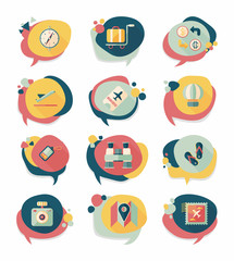 Travel bubble speech banner design flat background set, eps10