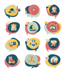 Travel bubble speech banner design flat background set, eps10