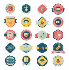 Chinese New Year badge flat banner design flat background set, e
