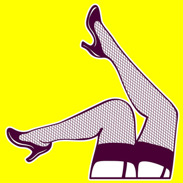 woman legs with fishnet stockings erotic sexy lingerie vector
