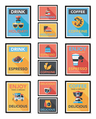 Coffee poster flat banner design flat background set, eps10