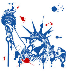 statue of liberty with torch with ink dripping © doom.ko