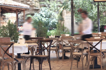 summer restaurant blurred background