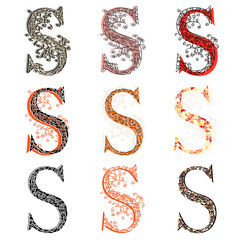 Various combination fishnet letter S.
