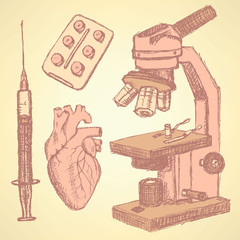 Sketch medical set in vintage style - 72921911