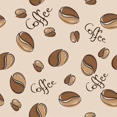 coffee beans seamless pattern - vector illustration