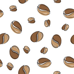 coffee beans seamless pattern - vector illustration