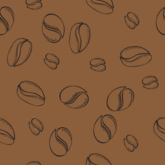 coffee beans seamless pattern - vector illustration