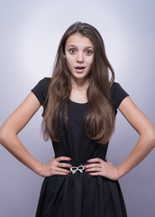 Close-up portrait of surprised beautiful girl