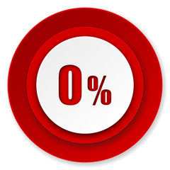 0 percent icon, sale sign