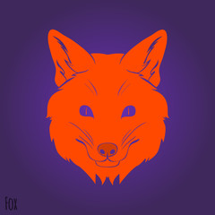 Naklejka premium Face Red fox silhouette