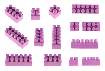 Set of toy construction blocks isolated