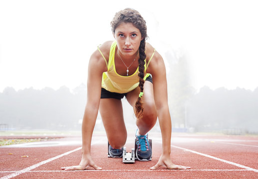 athlete on the starting blocks