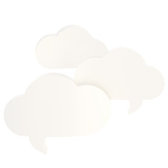 Three cloud shaped text bubbles