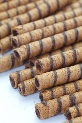 Wafer Roll with chocolate flavour cream and cocoa coating