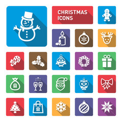 Christmas icons with shadow.