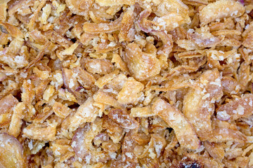 Deep fried onions close view