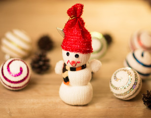 beautiful snowman with Christmas balls