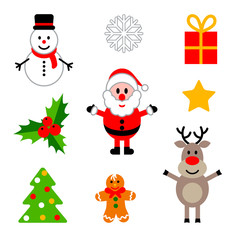 Set of colorful christmas decorations.