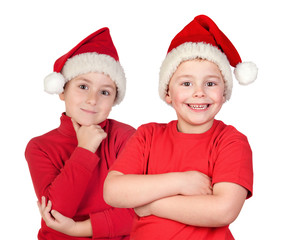 Two children with Christmas hat