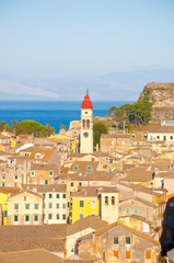 Corfu city and the the Saint Spyridon Church, Greece.