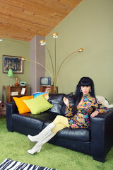 Obraz premium Pretty Woman on Sofa