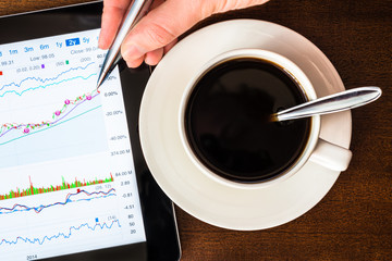 Stock Data Analysis for coffee cup, mark the pen by hand