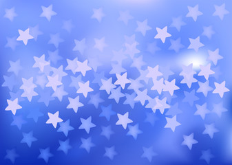 Blue festive lights in star shape, vector background.