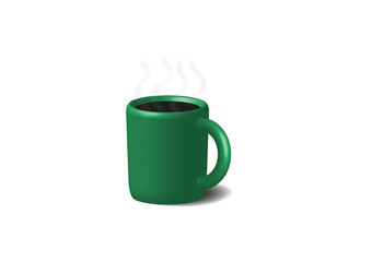 Coffee in green cup. Isolated on a white.