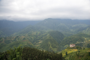 Beautiful View of mountains contain terraced fields