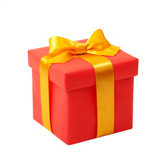 present red box with yellow bow as gift