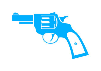 Blue revolver icon on white background