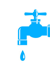 Blue faucet icon on white background