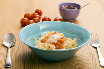 Child place setting with pasta spoon fork