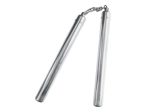 Metal nunchaku isolated on white