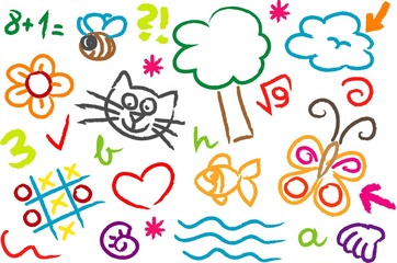 Children's drawings of kids, animals, nature, objects © maria treter