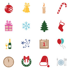 Vector Set of New Year and Christmas Icons