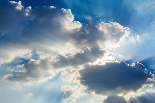 sunbeam with blue sky