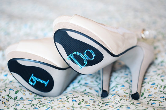White Bride Shoes With I DO Text On Them