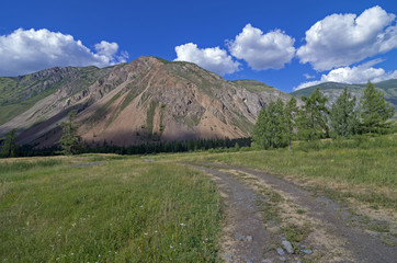 Country road in a mountain valley. 