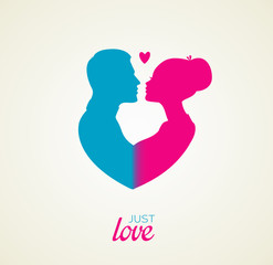 Couple's silhouette kissing image