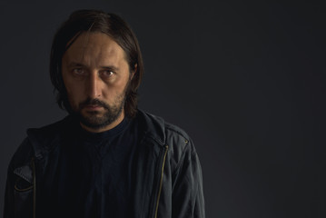 Fototapeta premium Bearded man low key portrait