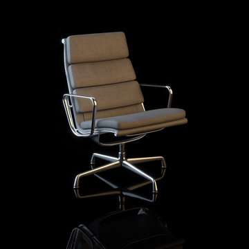 Modern textile office armchair on black background