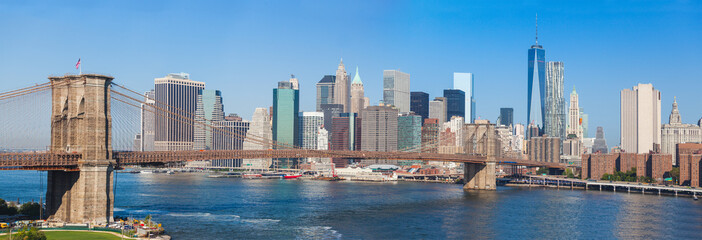 Brooklyn Bridge and Downtown Skyline in New York