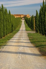 Naklejka premium Toscania, Włochy, Krajobraz wiejski