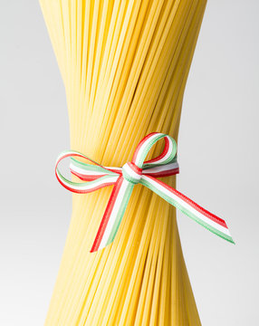 Spaghetti on the white background
